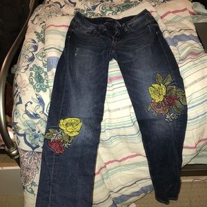 Zara flower embroidered denim jeans